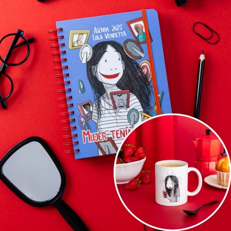 Pack agenda anual semanal + Taza mug "A quien madruga" de Lola Vendetta