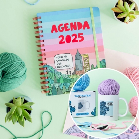 Pack agenda anual semanal + Taza mug "Hoy vengo con ganas" de 72 kilos